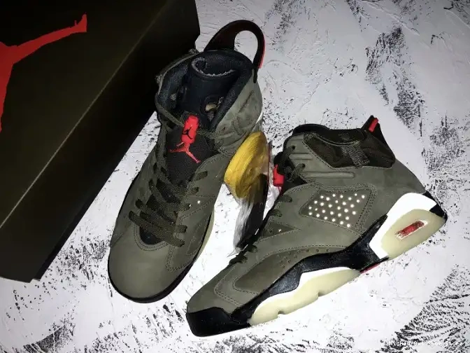 Kick Theory Scott Air Olive Jordan 6 x Travis Medium CN1084-200 0518